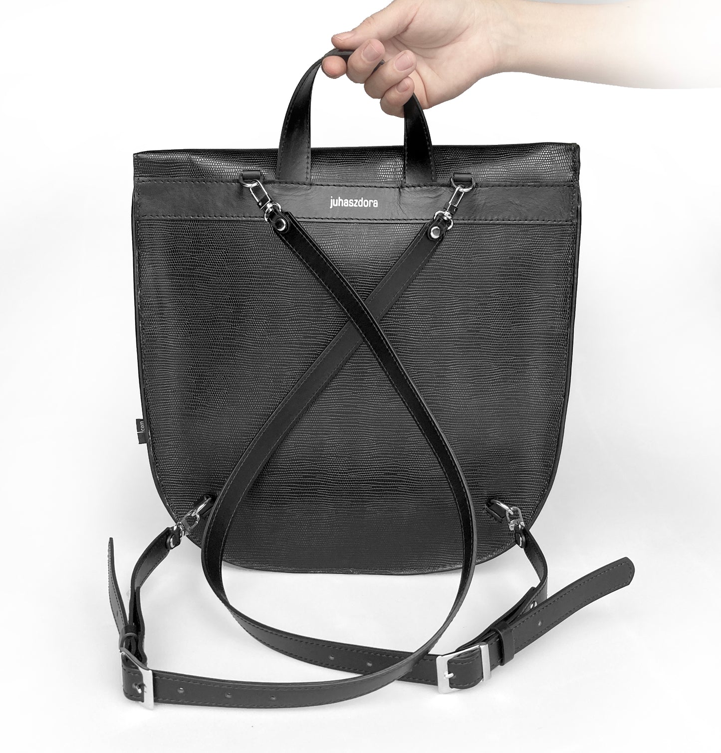 Vanda hátitáska - fekete fényes kígyómintás