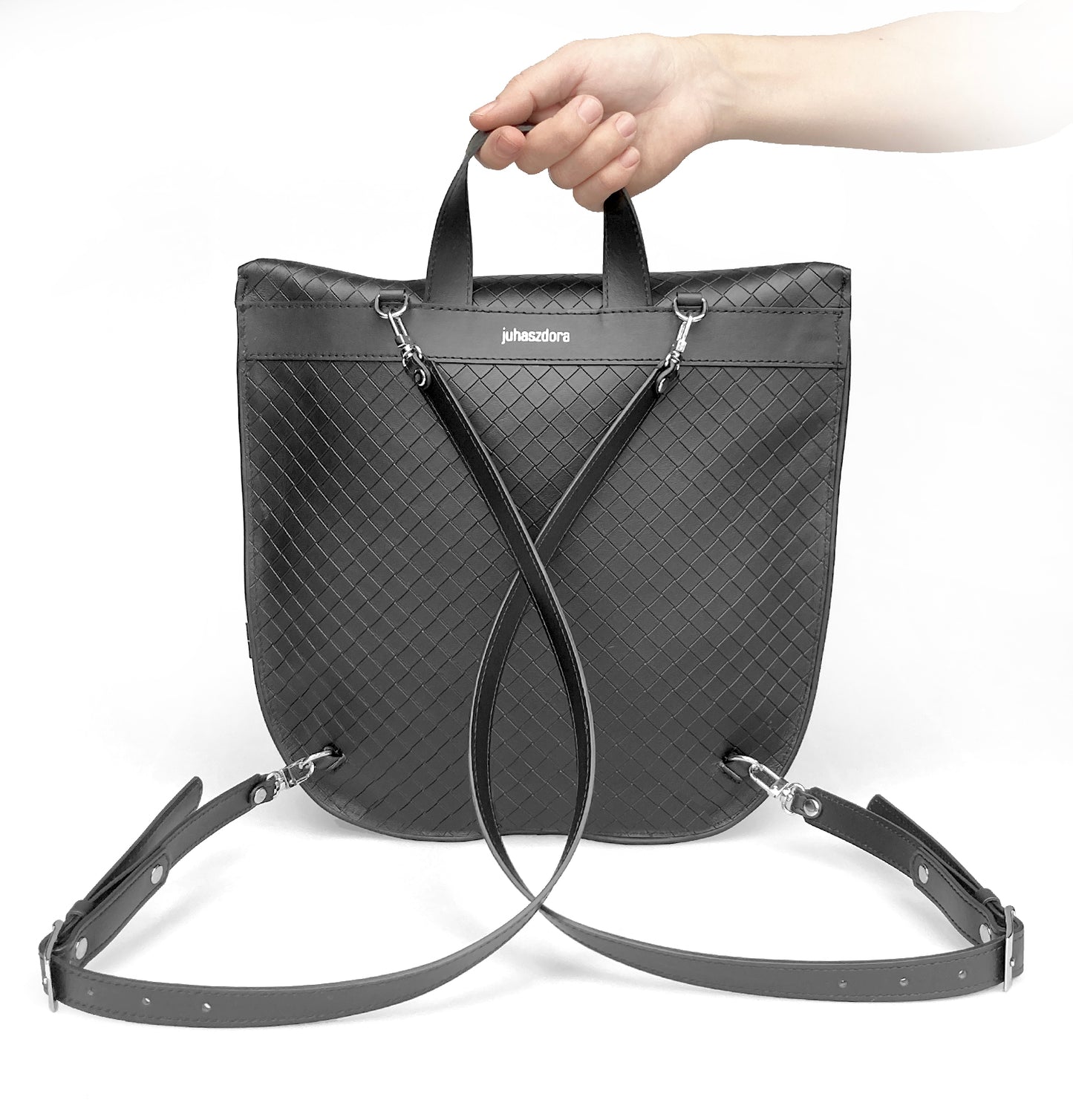 Vanda backpack - black with square pattern